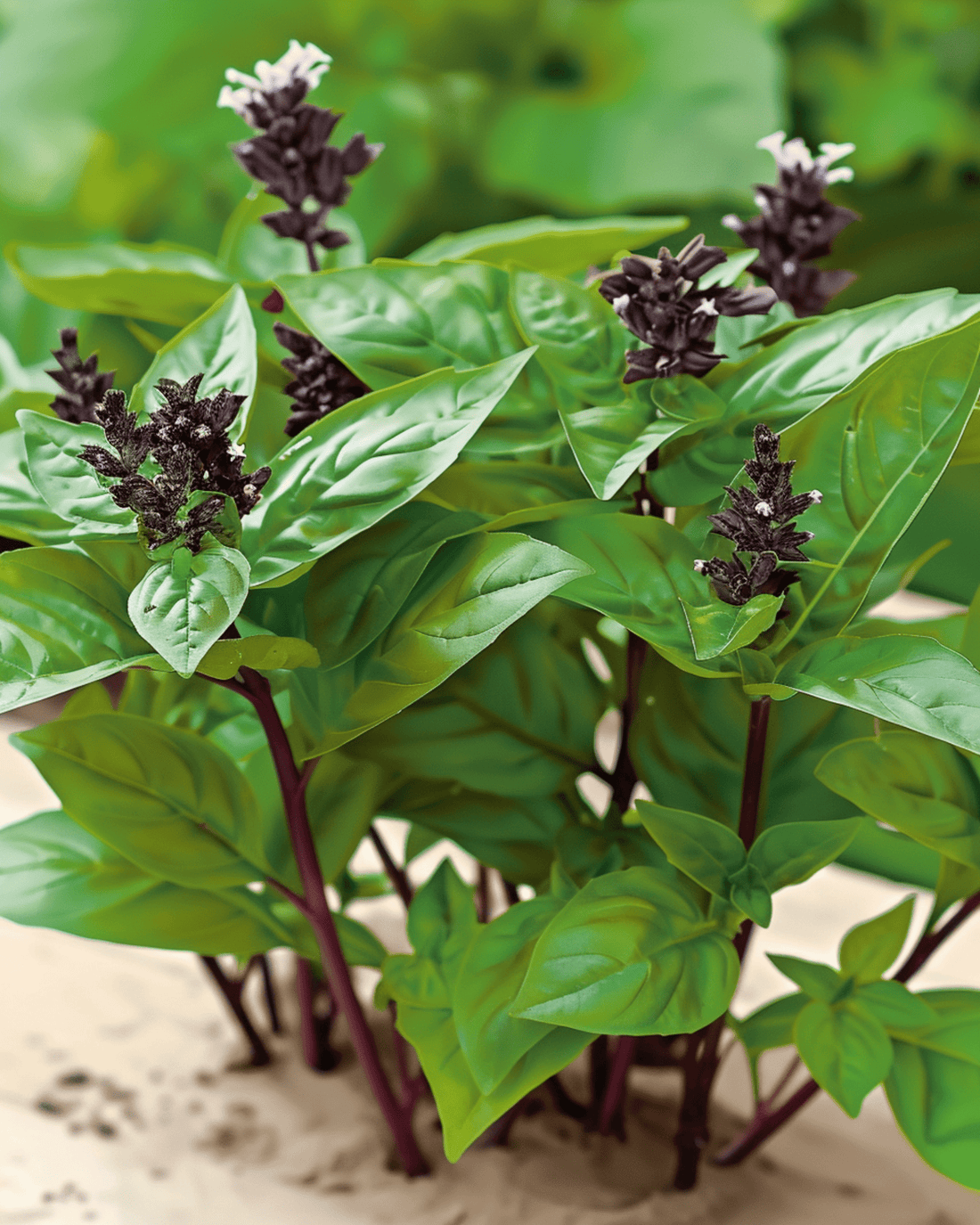 Thaise basilicum (Ocimum basilicum) gekweekt uit zaad — een makkelijk kruid voor beginners