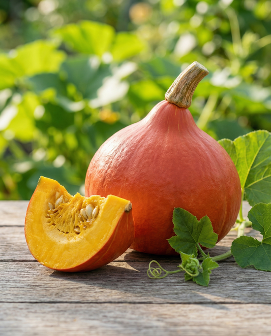 Pompoen Uchiki Kuri (Cucurbita maxima) – biologische eenjarige groentezaden van SeedsChoice