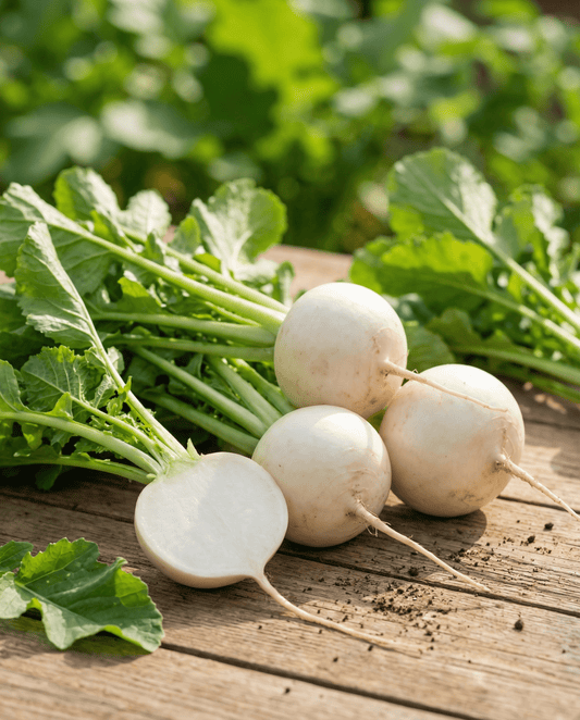 Raap Platte Witte Mei (Brassica rapa) – biologische eenjarige groentezaden van SeedsChoice