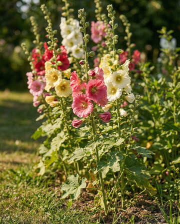 Stokroos Summer Carnival (Alcea rosea) – eenjarige zaden van SeedsChoice