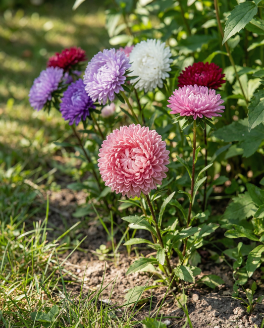 Aster Pompon Mixed (Callistephus chinensis) – eenjarige mixzaden van SeedsChoice