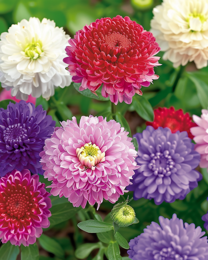 Aster Pompon Mixed zaden (Callistephus chinensis) – eenjarige mix