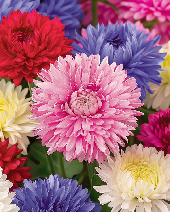 Aster Queen Of The Market Mixed Colors zaden (Callistephus chinensis) – eenjarige mix