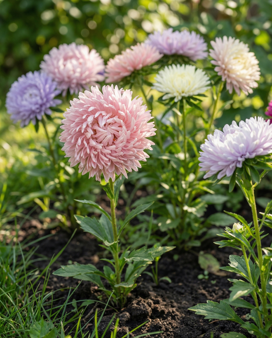Aster Ostrich Feather Mixed Colors (Callistephus chinensis) – eenjarige mixzaden van SeedsChoice