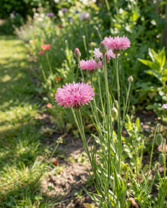 Korenbloem Pink Ball (Centaurea cyanus) – eenjarige bloemenzaden van SeedsChoice