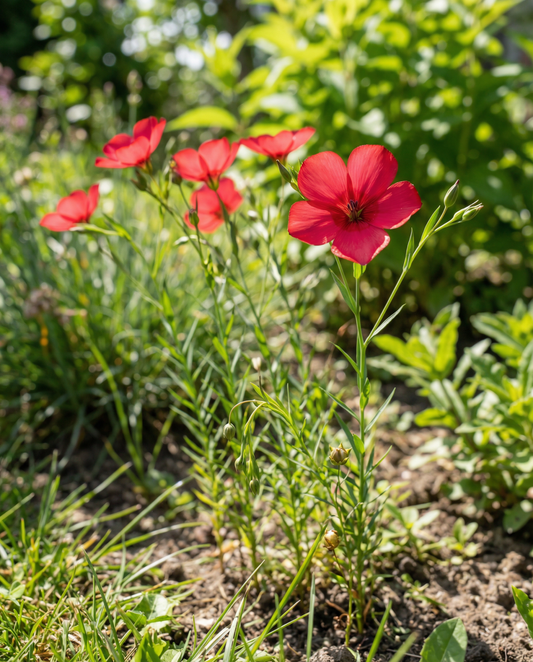 Scarlet Flax (Linum grandiflorum) – eenjarige bloemenzaden van SeedsChoice