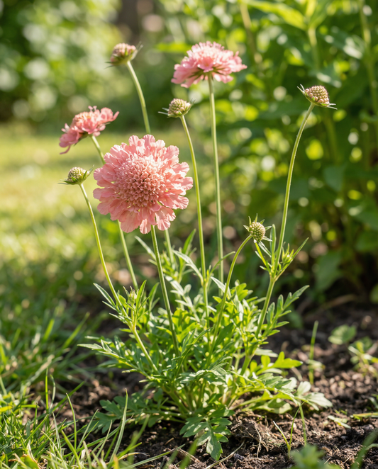 Salmon Queen (Scabiosa atropurpurea) – eenjarige bloemenzaden van SeedsChoice