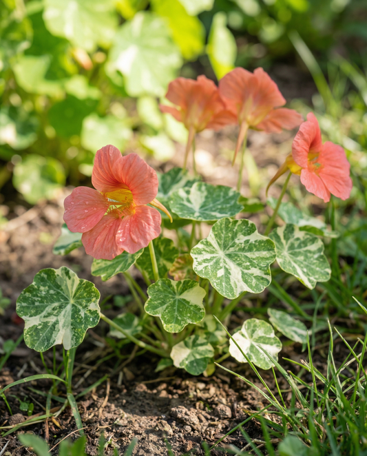 Nasturtium Alaska Salmon (Tropaeolum majus) – eenjarige zaden van SeedsChoice