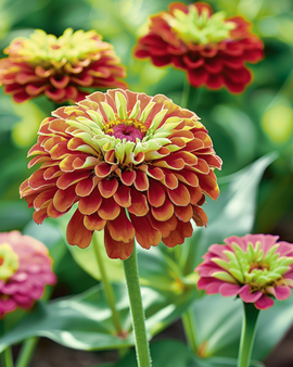 Zinniazaden Queeny Red Lime Zinnia Elegans eenjarig