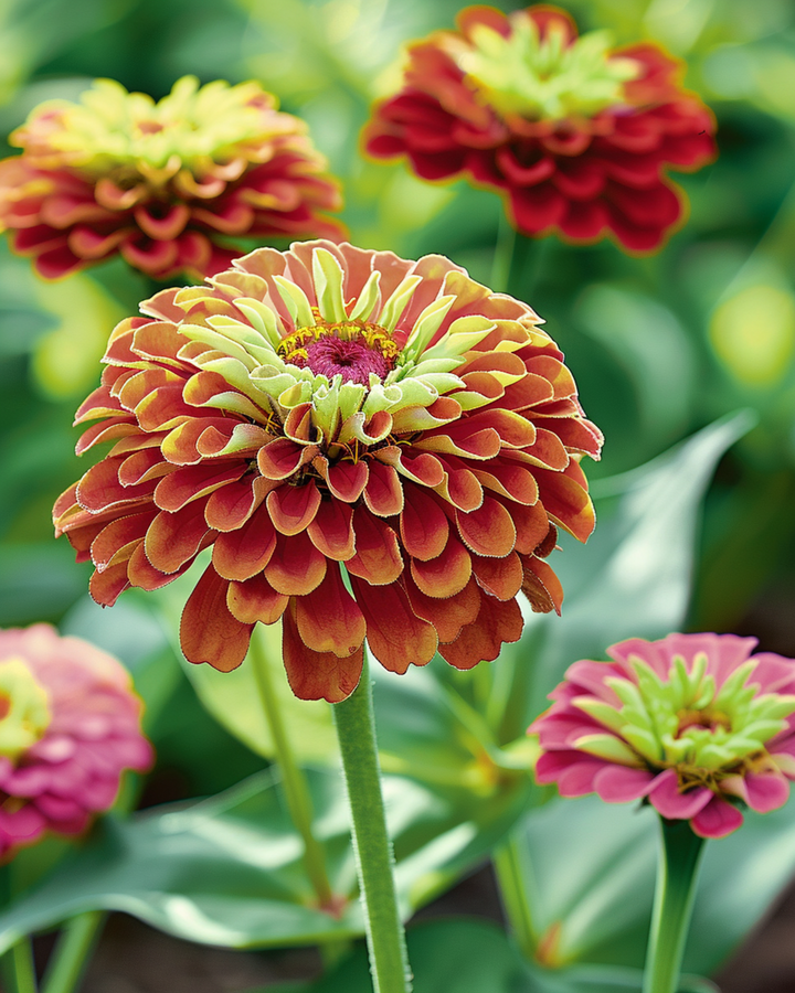 Queeny Red Lime zaden (Zinnia elegans) – eenjarig