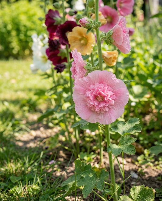 Stokroos Chater Double Mixed (Alcea rosea) – tweejarige mixzaden van SeedsChoice