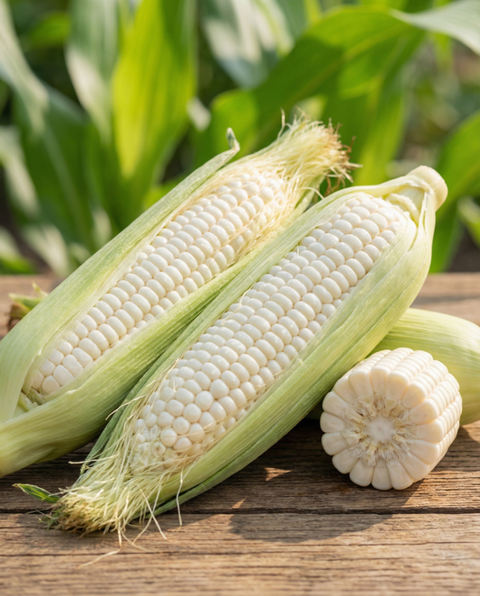 Zoete Maïs Glacial White Kernels (Zea mays) – eenjarige groentezaden van SeedsChoice