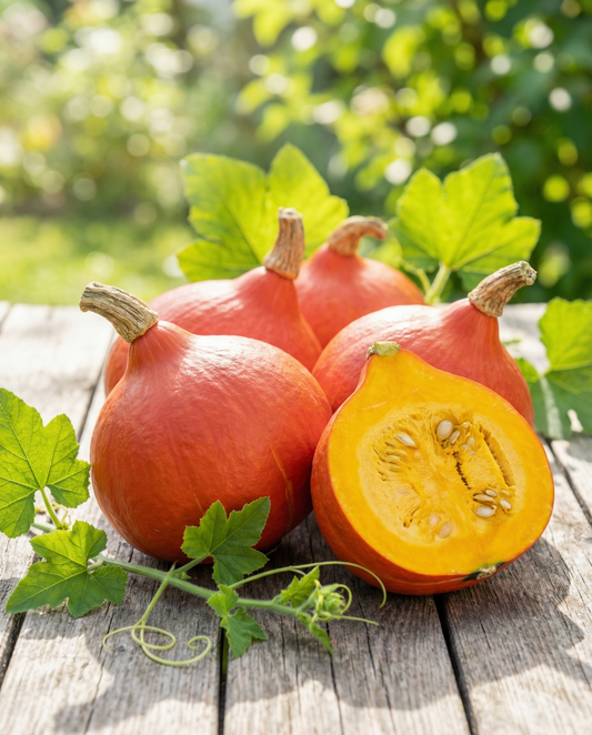 Pompoen Uchiki Kuri (Cucurbita maxima) – eenjarige groentezaden van SeedsChoice
