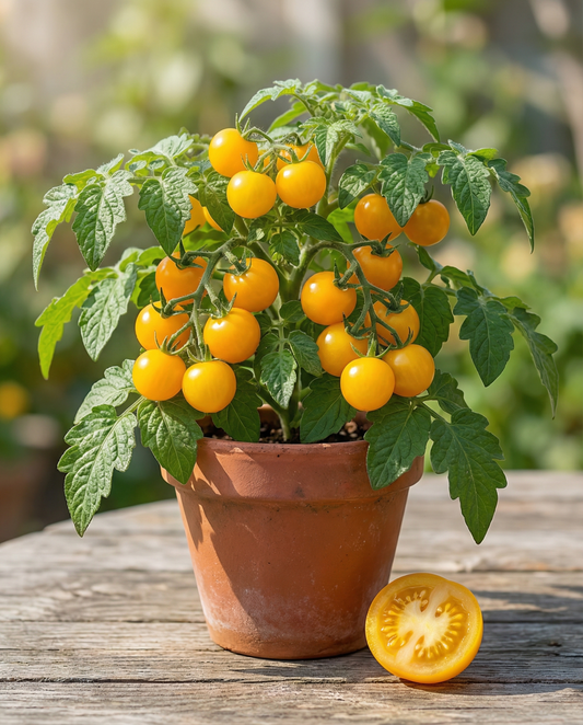 Dwerg-kerstomaat Gourmandise Yellow (Solanum lycopersicum) – eenjarige groentezaden van SeedsChoice