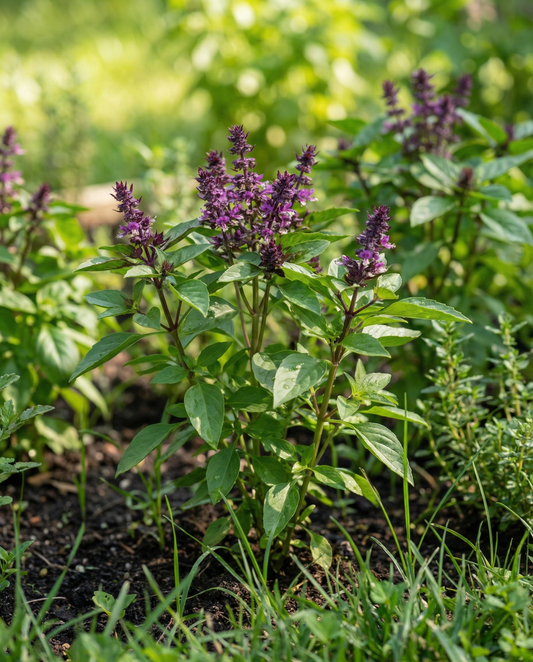 Basilicum Siam Queen (Ocimum basilicum) – eenjarige kruidenzaden van SeedsChoice