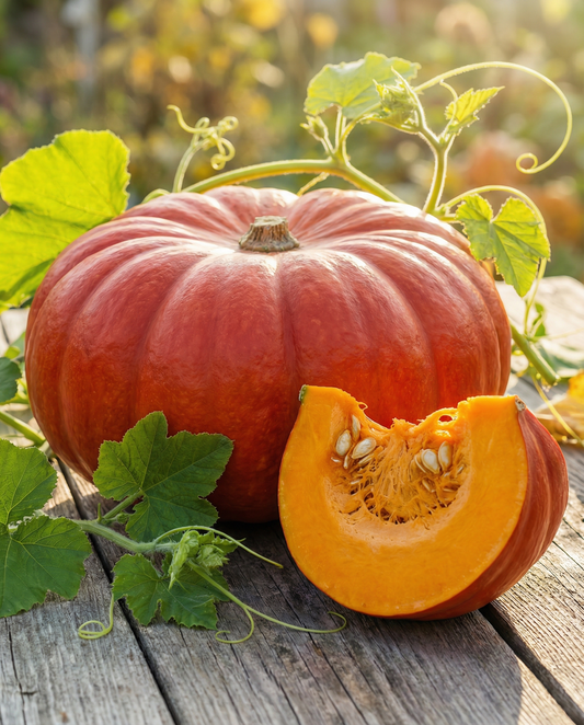 Pompoen Rouge Vif Detampes (Cucurbita maxima) – eenjarige groentezaden van SeedsChoice