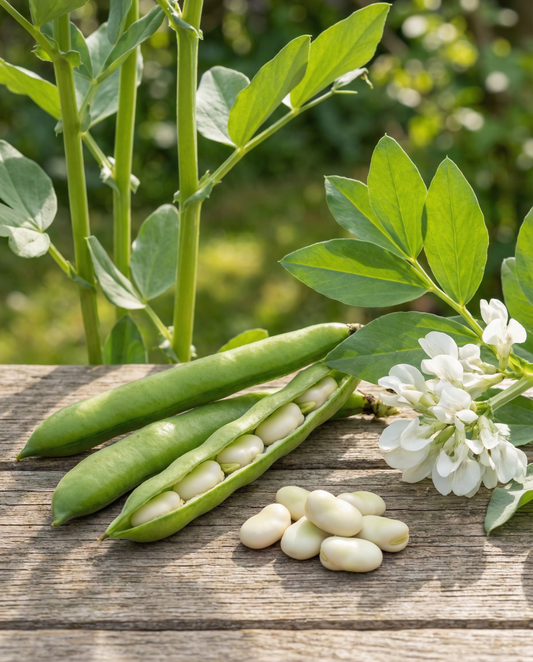 Tuinboon Threefold White (Vicia faba) – eenjarige groentezaden van SeedsChoice