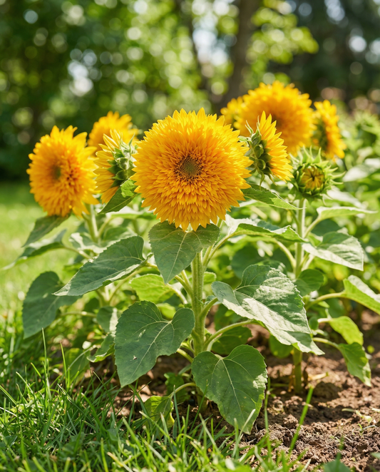 Zonnebloem Sungold Double Dwarf (Helianthus annuus) – eenjarige bloemenzaden van SeedsChoice