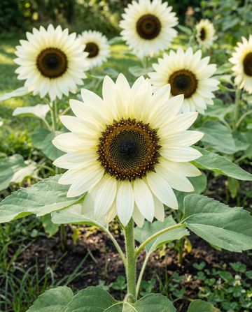 Zonnebloem White Moon F1 (Helianthus annuus) – eenjarige bloemenzaden van SeedsChoice