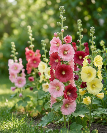 Stokroos Summer Carnival (Alcea rosea) – eenjarige zaden van SeedsChoice