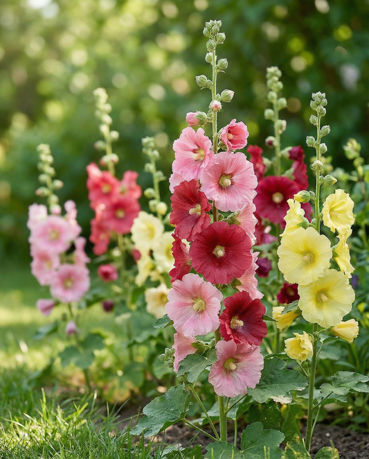 Stokroos Summer Carnival (Alcea rosea) – eenjarige zaden van SeedsChoice