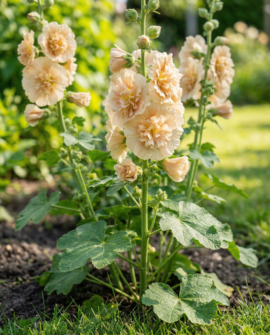Stokroos Majorette Champagne (Alcea rosea) – eenjarige zaden van SeedsChoice