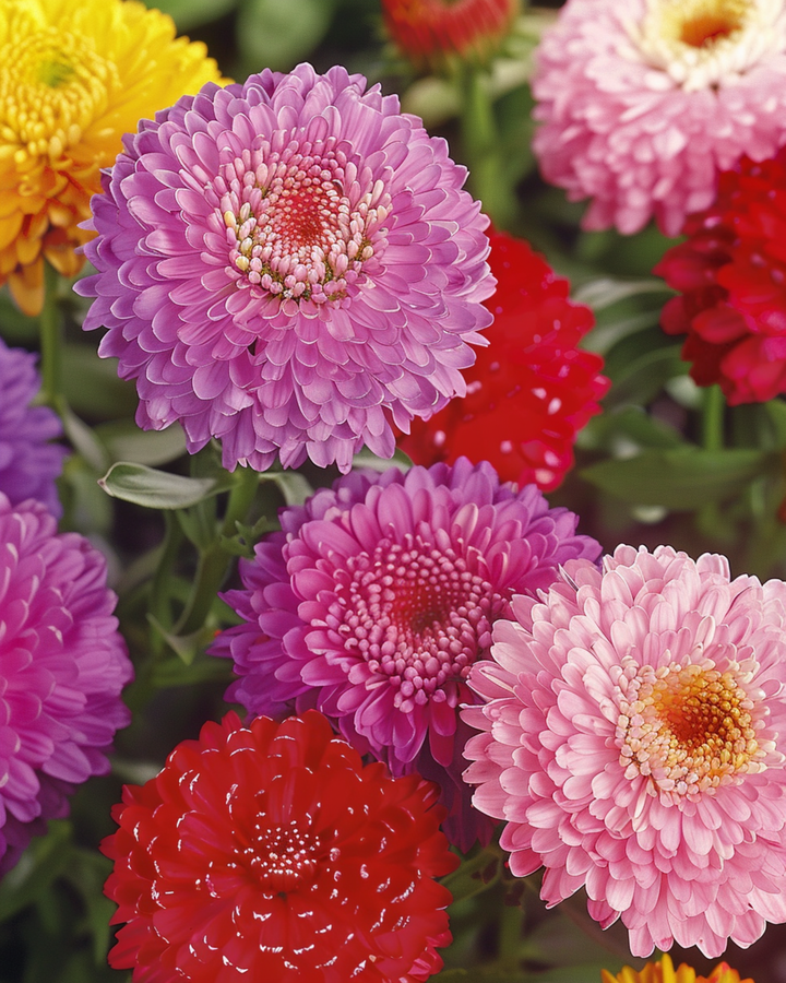 Aster Pompon Mixed zaden (Callistephus chinensis) – eenjarige mix