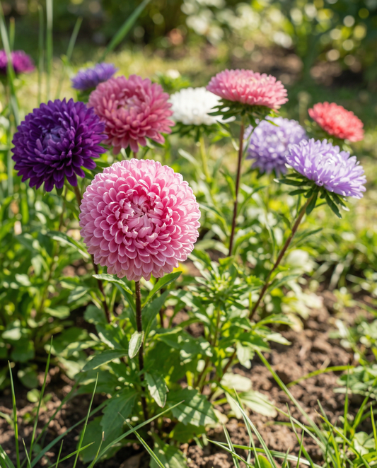 Aster Pompon Mixed (Callistephus chinensis) – eenjarige mixzaden van SeedsChoice