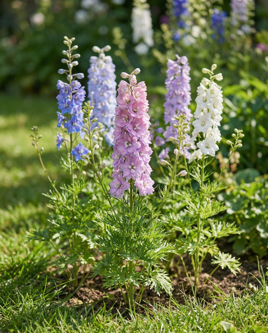 Larkspur Hyacinth Flowered Mixed (Delphinium ajacis) – eenjarige bloemenzaden van SeedsChoice