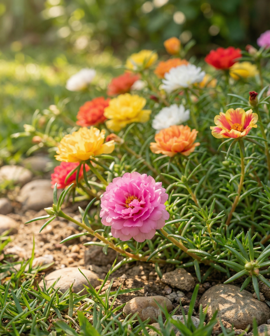 Double Mixed Rock Garden (Portulaca grandiflora) – eenjarige bloemenzaden van SeedsChoice