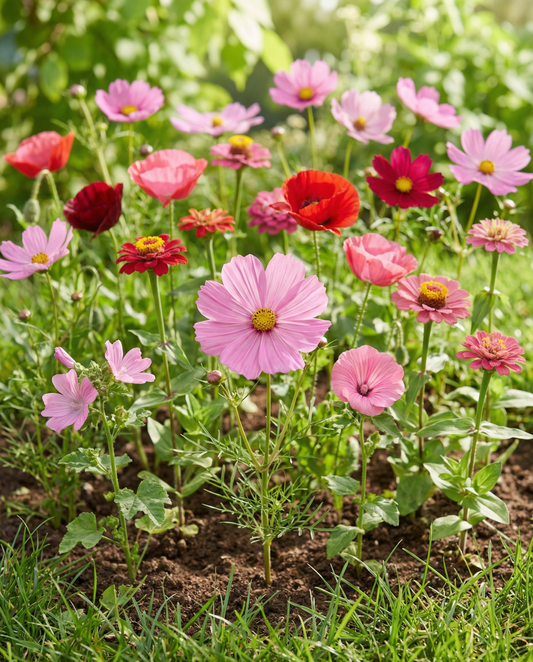 Zomerbloemen Pink Red Garden Mix Blend – eenjarige bloemenzaden van SeedsChoice