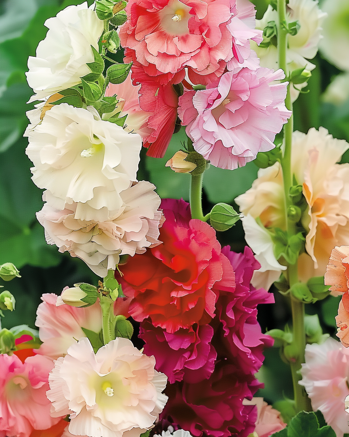 Stokroos Chater Double Mixed zaden (Alcea rosea) – tweejarige mix