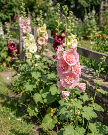 Stokroos Chater Double Mixed (Alcea rosea) – tweejarige mixzaden van SeedsChoice