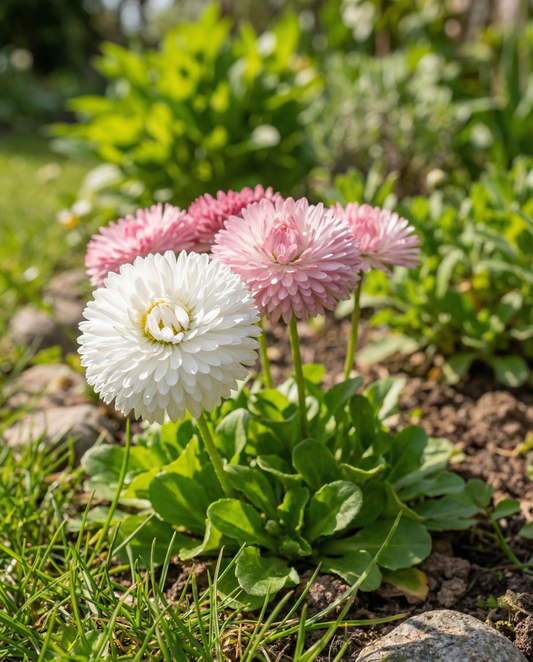 Daisy Large Flowered Mixed (Bellis perennis) – tweejarige bloemenzaden van SeedsChoice