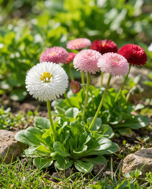 Daisy Mixed Pomponette (Bellis perennis) – tweejarige bloemenzaden van SeedsChoice