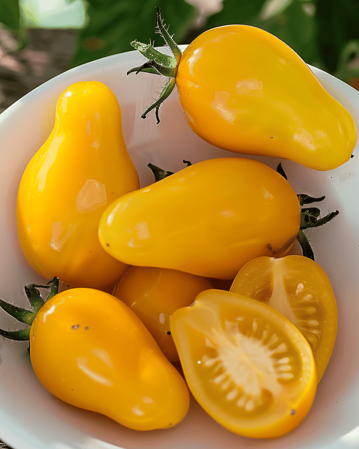 Gele peervormige cherrytomaat zaden (Solanum lycopersicum) – eenjarige groente