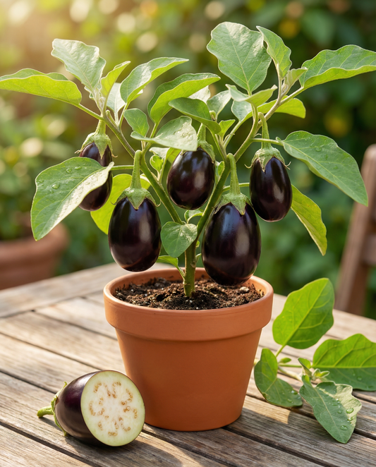 Mini aubergine Patio Baby F1 (Solanum melongena) – eenjarige groentezaden van SeedsChoice