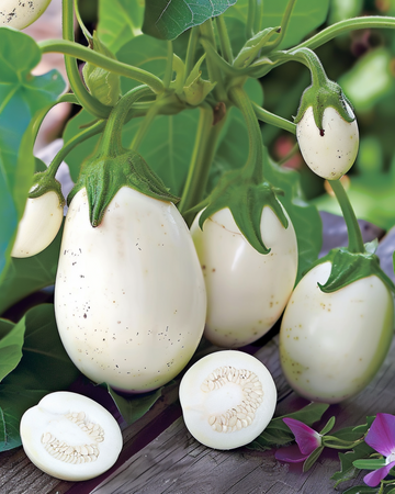 Aubergine White Egg zaden (Solanum melongena) – eenjarige groente