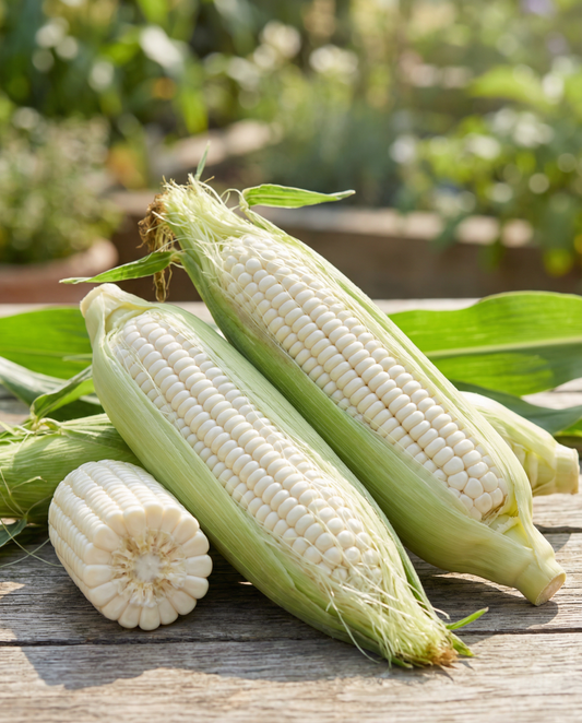 Suikermaïs Glacial White (Zea mays) – eenjarige zaden van SeedsChoice
