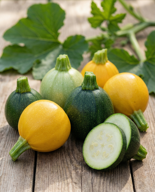Round Zucchini F1 Mixed Colours (Cucurbita pepo) – eenjarige mixzaden van SeedsChoice