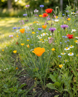 Bloemen voor grasborders zaden eenjarige vaste mix 15 m2 pak